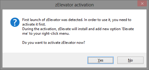 Zastavte nepříjemné výzvy UAC - jak vytvořit okno pro kontrolu uživatelských účtů [Windows] Okno aktivace zElevator