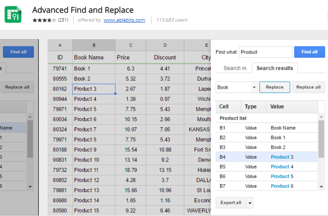 google sheet add ons - Advanced Find and Replace