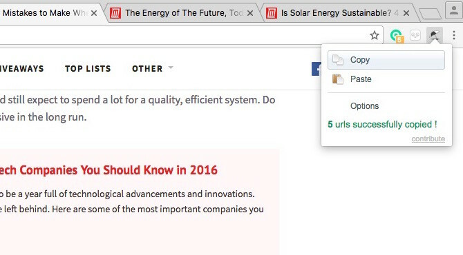 Rozšíření Chrome Zkopírujte všechny adresy URL