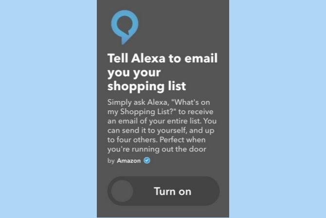 ifttt gmail alexa nákupní seznam