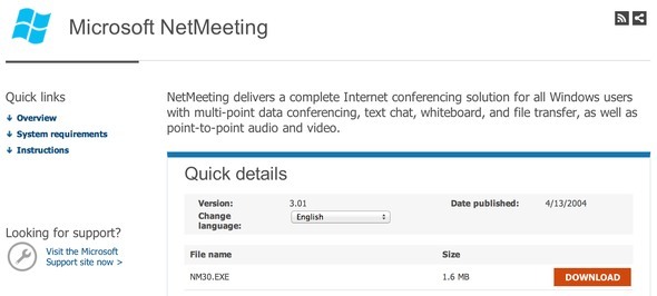 Přikládám vám klobouk, Microsoft NetMeeting downloadnetmeet