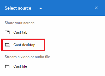 chrome vybere jako zdroj pro casting casting desktop