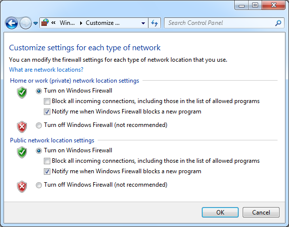 Windows 7 firewall