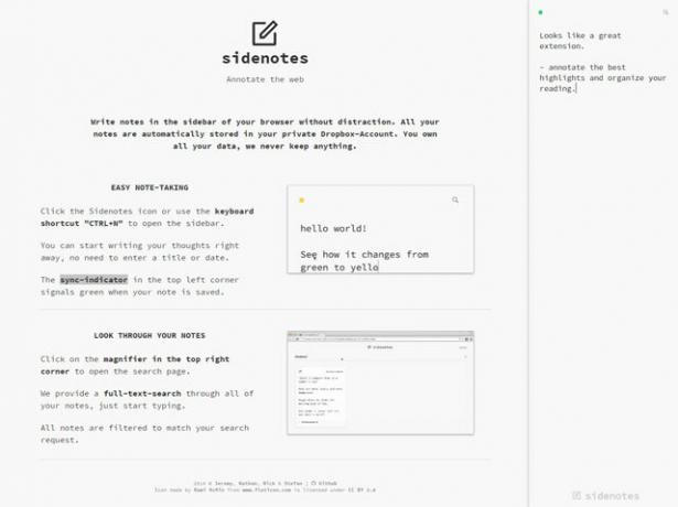 Notetaking Chrome Extension - Sidenotes