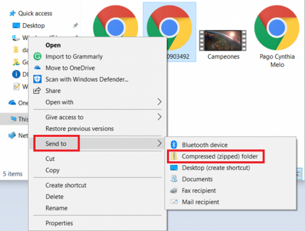 vytvořit soubor zip na Windows