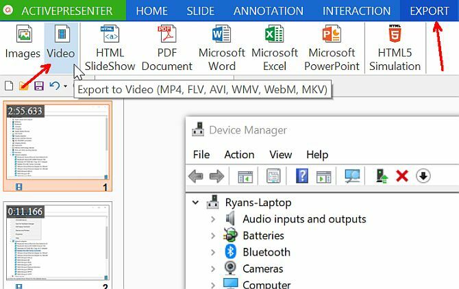 Export videa z aplikace ActivePresenter