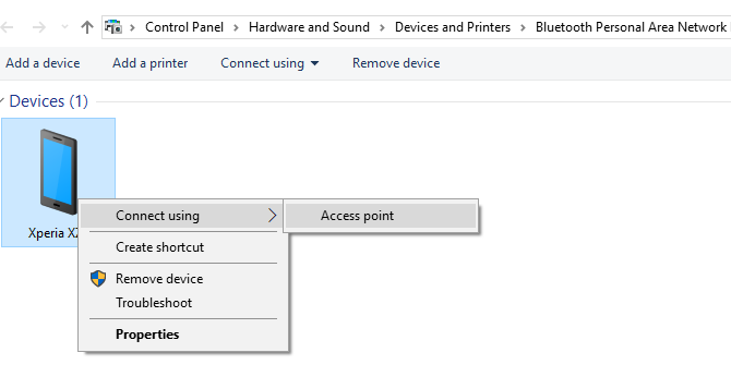 Připojte se k přístupovému bodu tetheringu Android přes Bluetooth v systému Windows 10