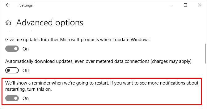 Windows 10 Windows Update Advanced Options