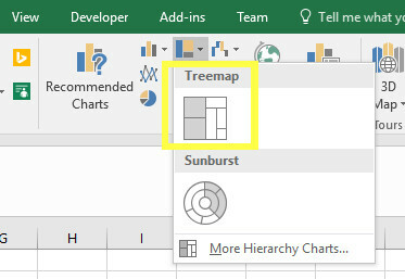 treemaps insert excel