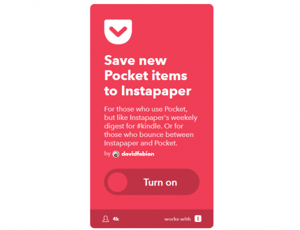 Průvodce Ultimate IFTTT: Používejte nejvýkonnější nástroj na webu jako Pro 62IFTTT PocketToInstapaper
