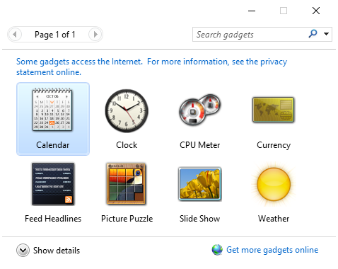 Windows 10 Windows Gadgets