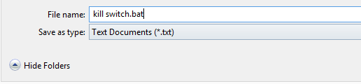 uložte soubor jako killswitch bat