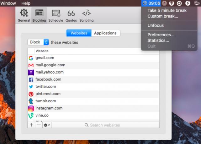 Aplikace hey-focus-Mac Menu Bar