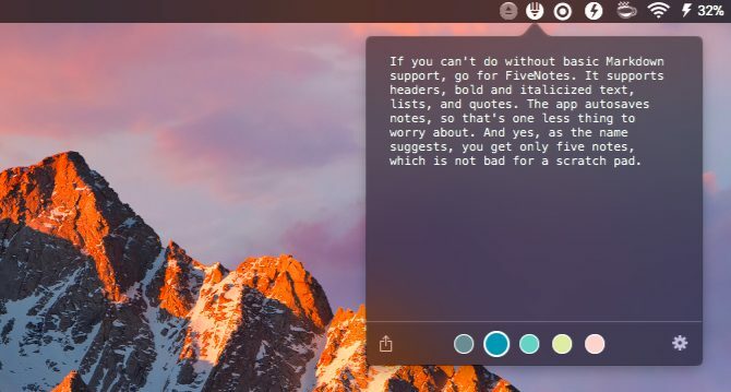 pět poznámek-Mac Menu Bar Apps
