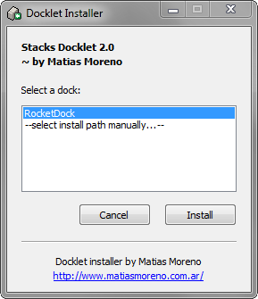 RocketDock + Stacks Docklet: Nejen Dock, ale kompletní řešení pro organizaci desktopů [Windows] 2013 04 12 22 48 04 Instalační program doků