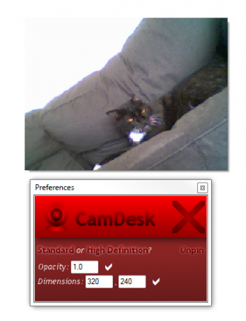 widget na ploše ip cam