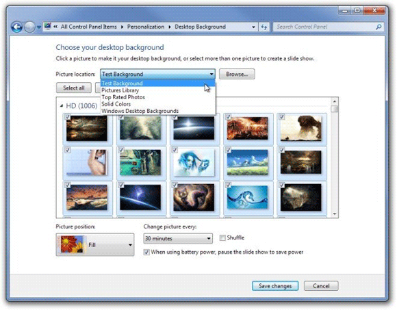 Windows 7 tapety rotace