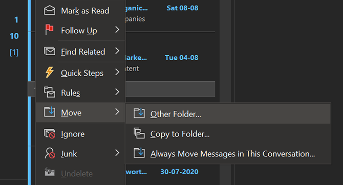 přesunout Outlook e-maily