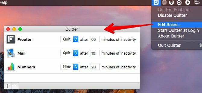 aplikace quitter-Mac Menu Bar