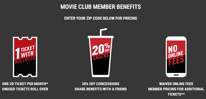 Alternativy MoviePass - Cinemark Movie Club