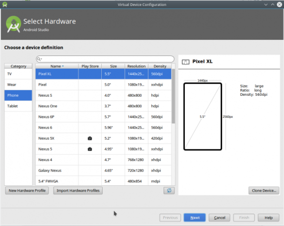 hardware pro Android studio avdmanager hardware