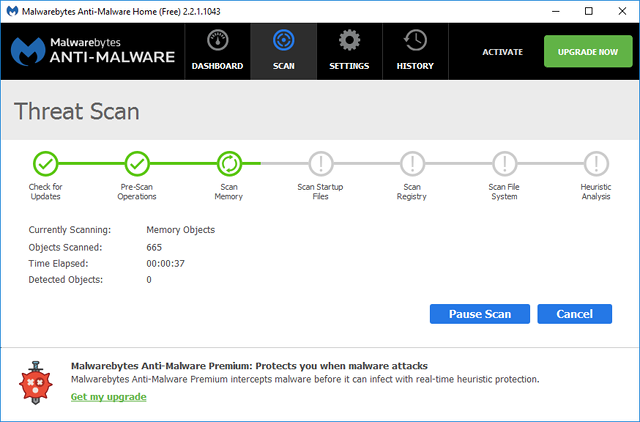 Kontrola hrozeb MalwareBytes