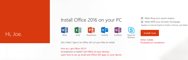 instalace předplatného sady Office 365