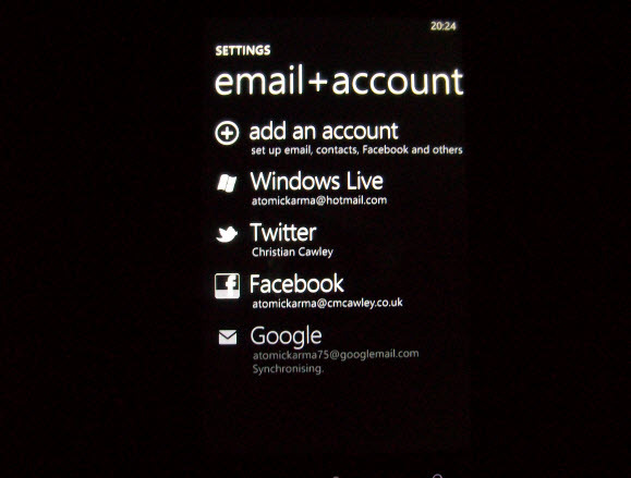 nastavení gmail windows phone