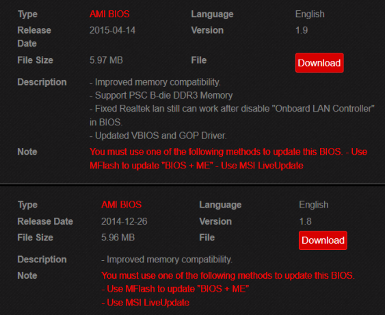 aktualizace bios