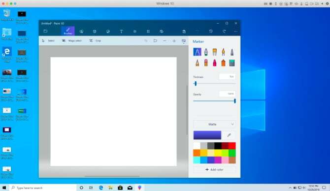 WIndows Paint 3D běžící na počítači Mac