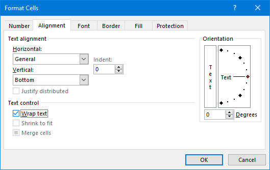 zalomení textu Excel