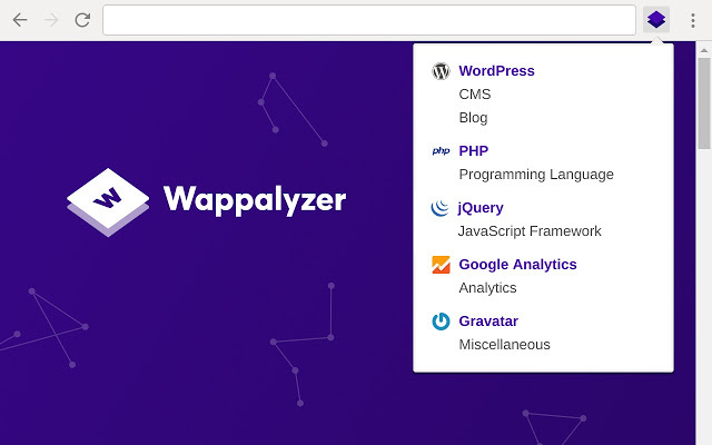 chrome rozšíření pro programátory - wappalyzer