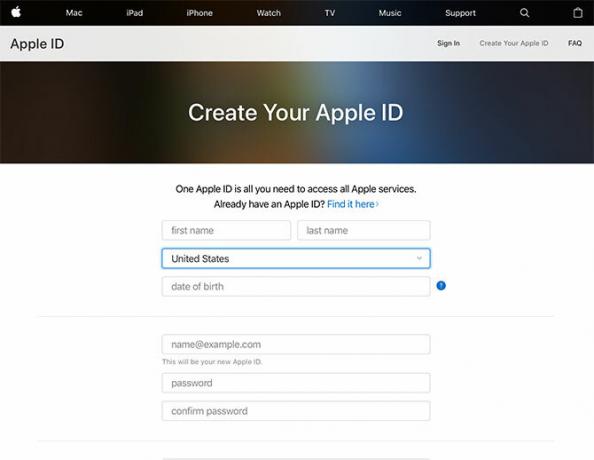 vytvořit apple id