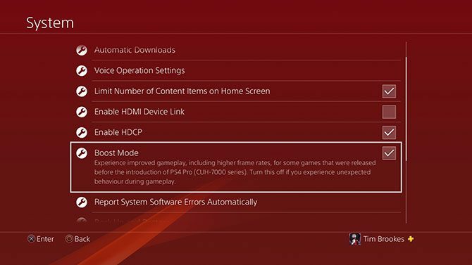 PS4 Pro Boost Mode