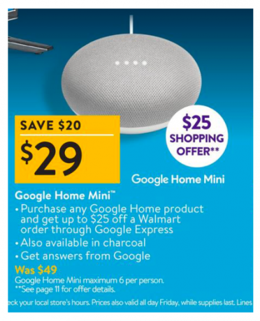 Nejlepší nabídky Walmart Černý pátek Walmart Google Home Mini Černý pátek