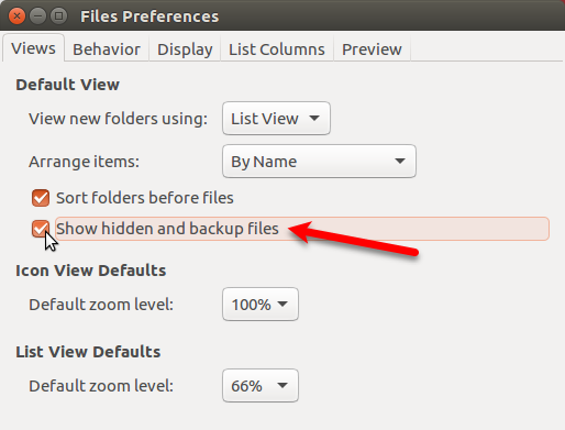 Zobrazit skryté a záložní soubory v Nautilusu v Ubuntu
