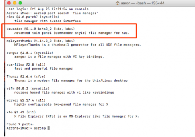 intro macports search filemanager