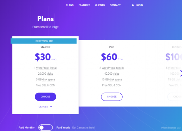 Procházejte platební plány s Kinsta