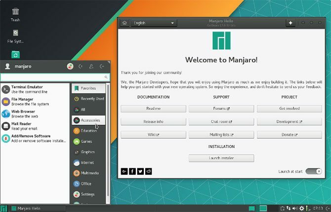 Toto je snímání obrazovky systému Manjaro Linux