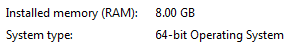 Systémové informace Instalovaná RAM