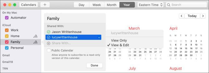 Mac Share Calendar Přidání lidí a oprávnění