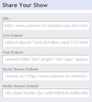Internetová televizní show - Embed atd