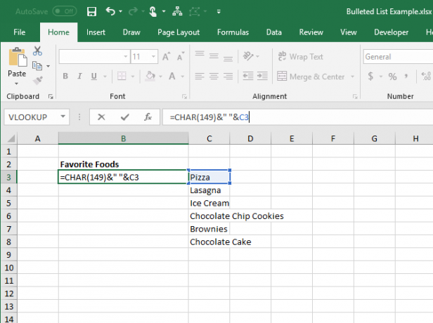 Vytvořte seznam s odrážkami z položek v jiném sloupci v aplikaci Excel