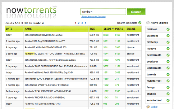 Nowtorrents - Torrent Search v reálném čase