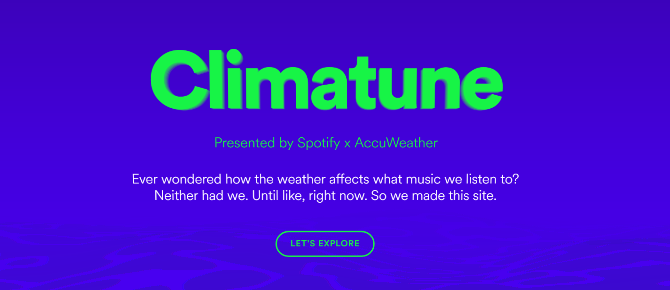 Spotify nyní ukazuje hudbu podle počasí climatune spotify accuweather hudební seznam skladeb