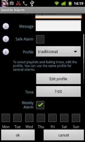 jemný alarm pro Android