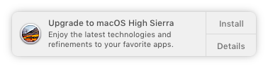 Jak zakázat obtěžující MacOS High Sierra Upgrade Oznámení MacOS High Sierra Oznámení