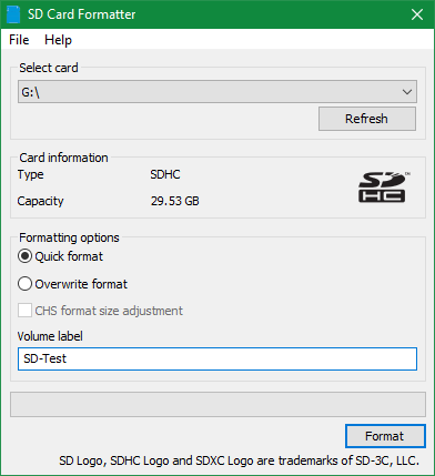 Formátování karty SD Windows