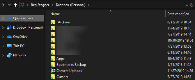 Složka Dropbox Windows