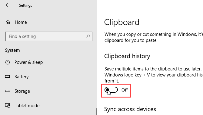 Zakázat historii schránky v nastavení systému Windows 10